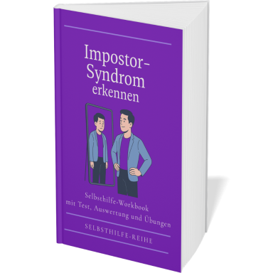Impostor Syndrom erkennen Buchcover mit dem Titel "Impostor-Syndrom erkennen" und illustrativer Darstellung.