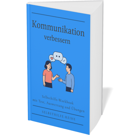 Kommunikation verbessern Buchcover mit dem Titel "Kommunikation verbessern" in Blau, zeigt zwei Personen im Gespräch.