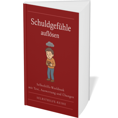Schuldgefühle auflösen Buchcover mit Titel „Schuldgefühle auflösen“ und Illustration eines nachdenklichen Jungen.