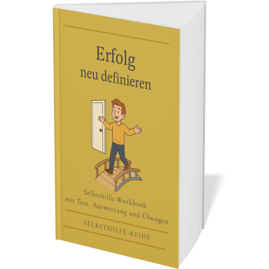 Erfolg neu definieren Buchcover mit Titel "Erfolg neu definieren" und einer Figur, die eine Tür öffnet.